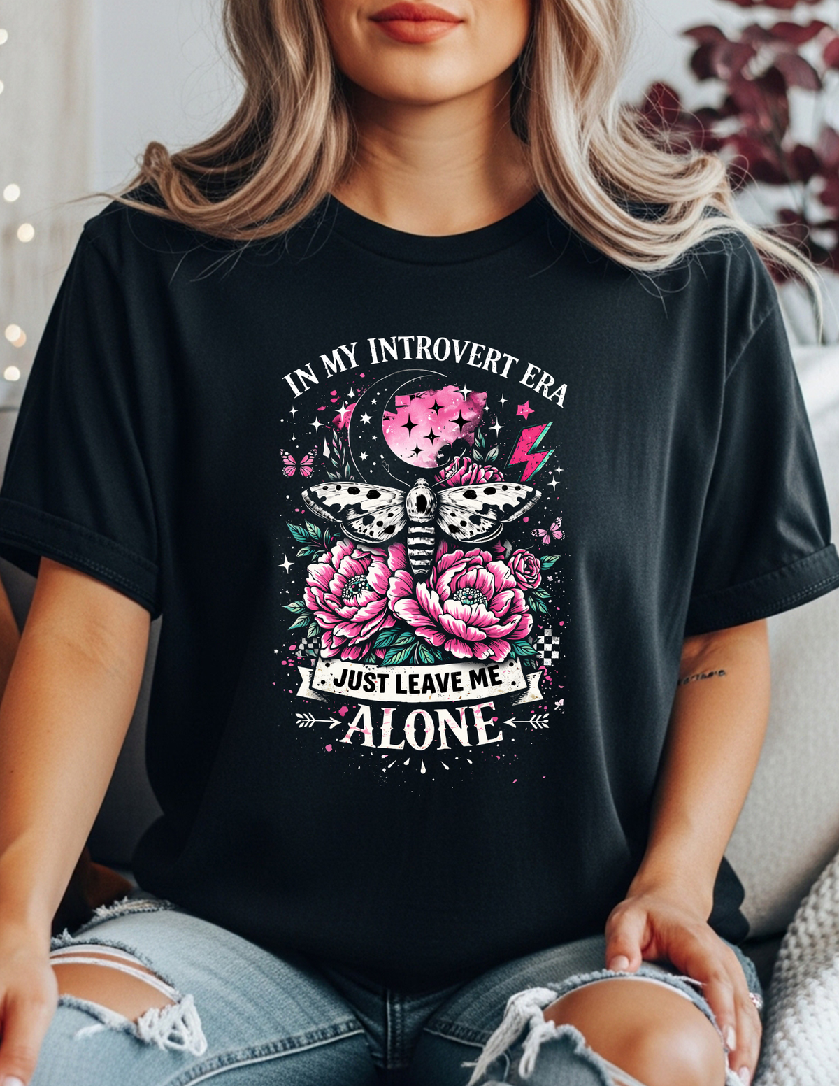 In My Introvert Era β Leave Me Alone Gothic Floral Graphic T-Shirt