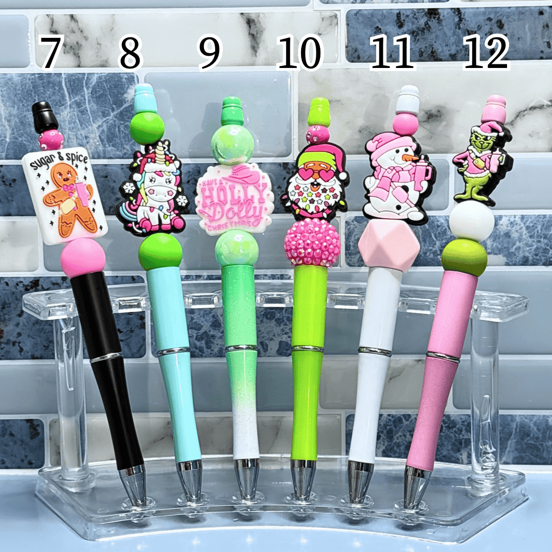 Pink Christmas Beaded Pens