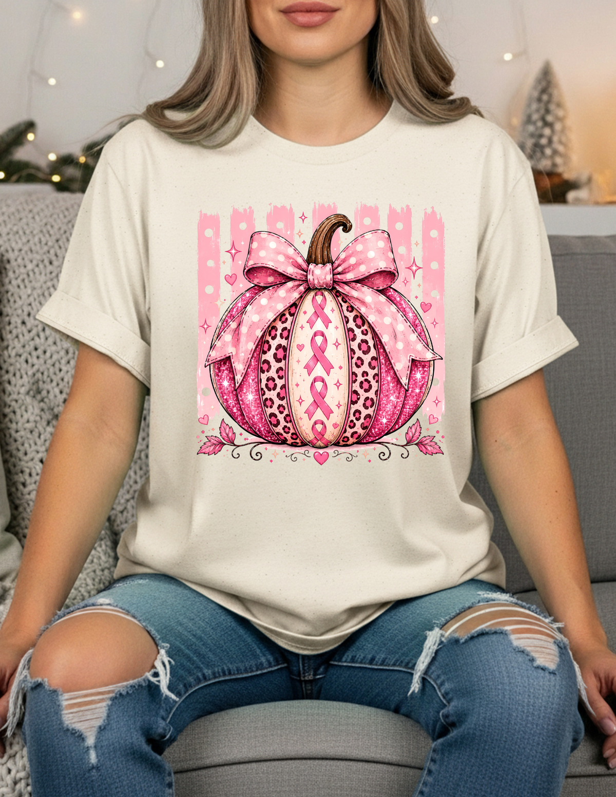 Pink Leopard Breast Cancer Awareness Pumpkin Shirt