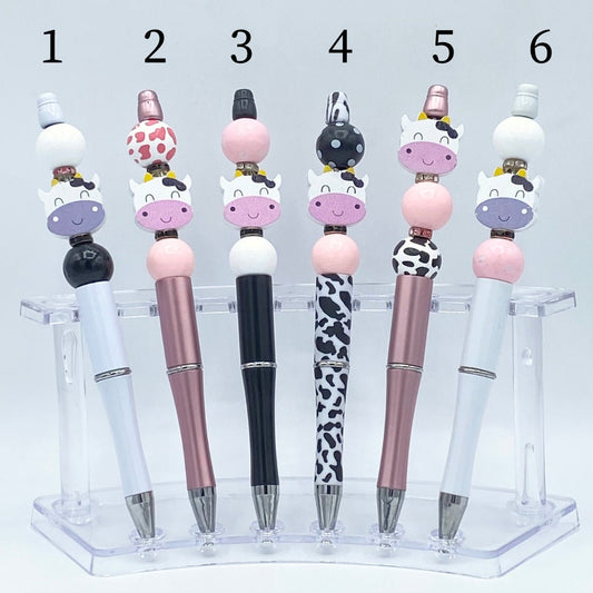 Cow Print Wooden Beaded Pens