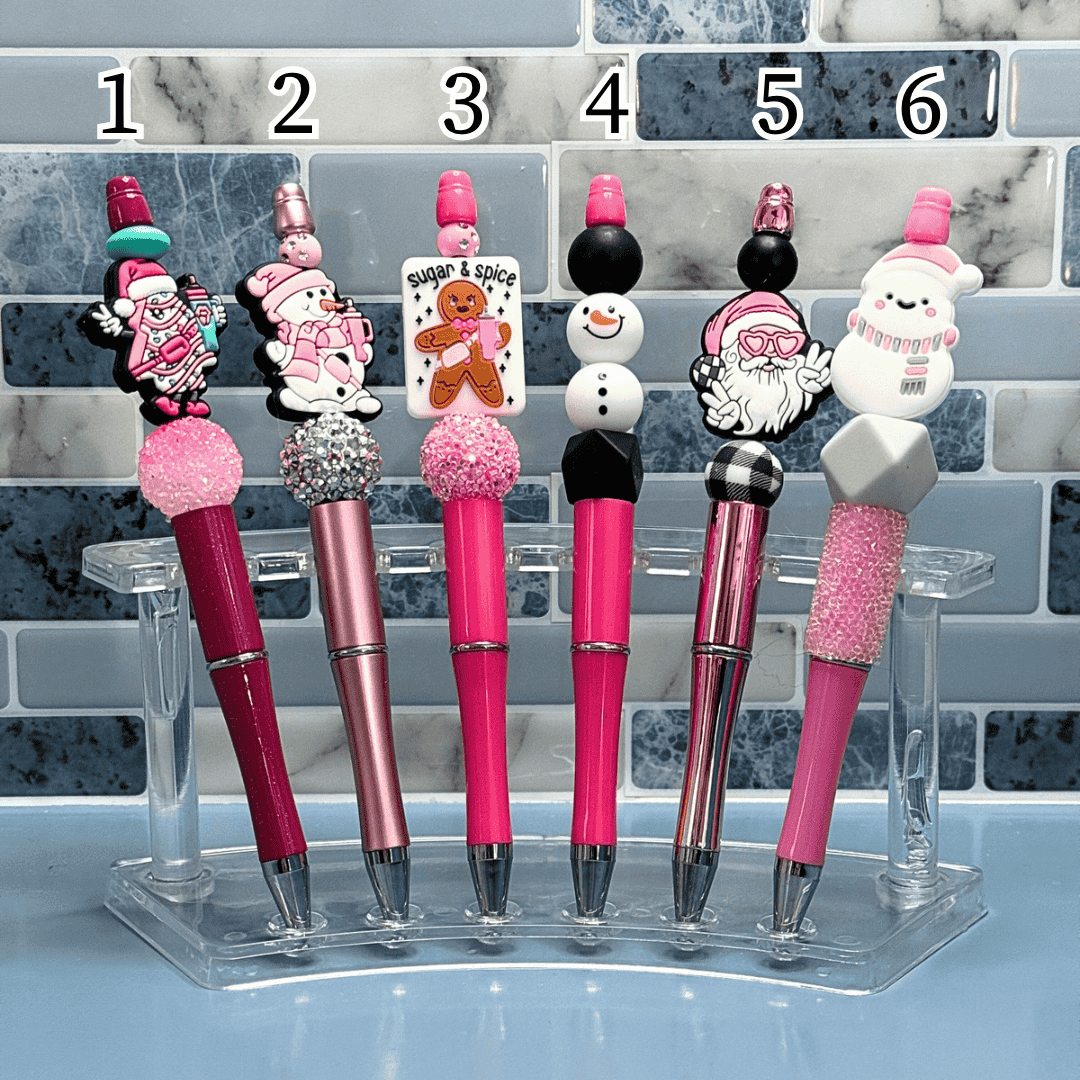 Pink Christmas Beaded Pens 2