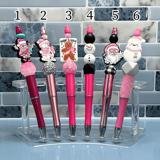 Pink Christmas Beaded Pens 2