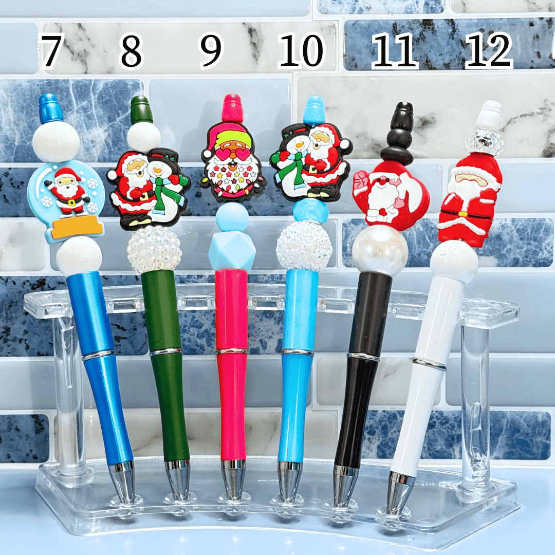 Santa and Frosty Christmas Beaded Pen