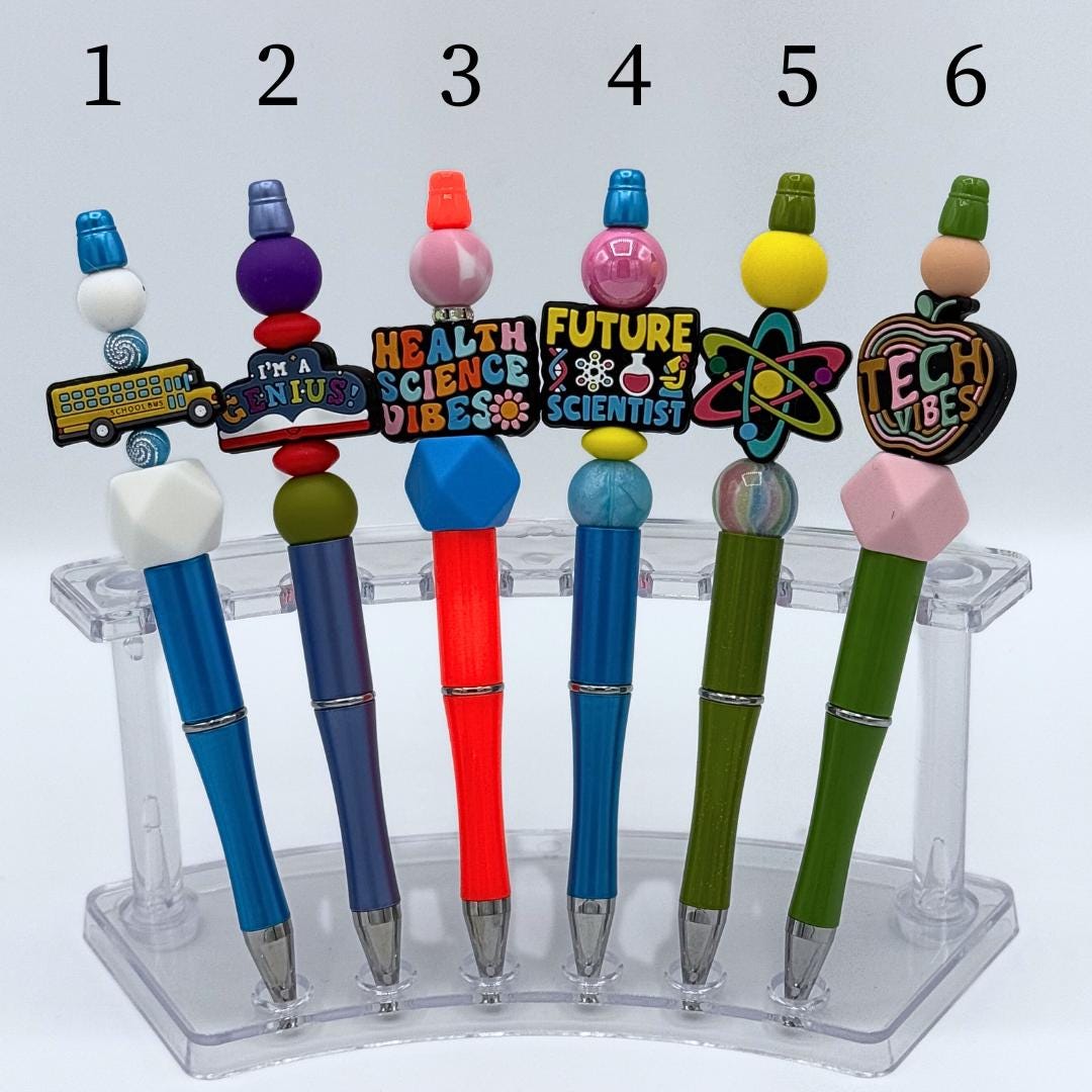 School Bus Teacher Beaded Pens